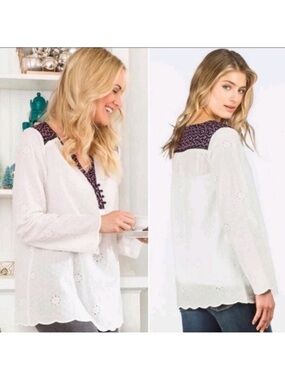 Matilda Jane white multi colored Top Size Medium